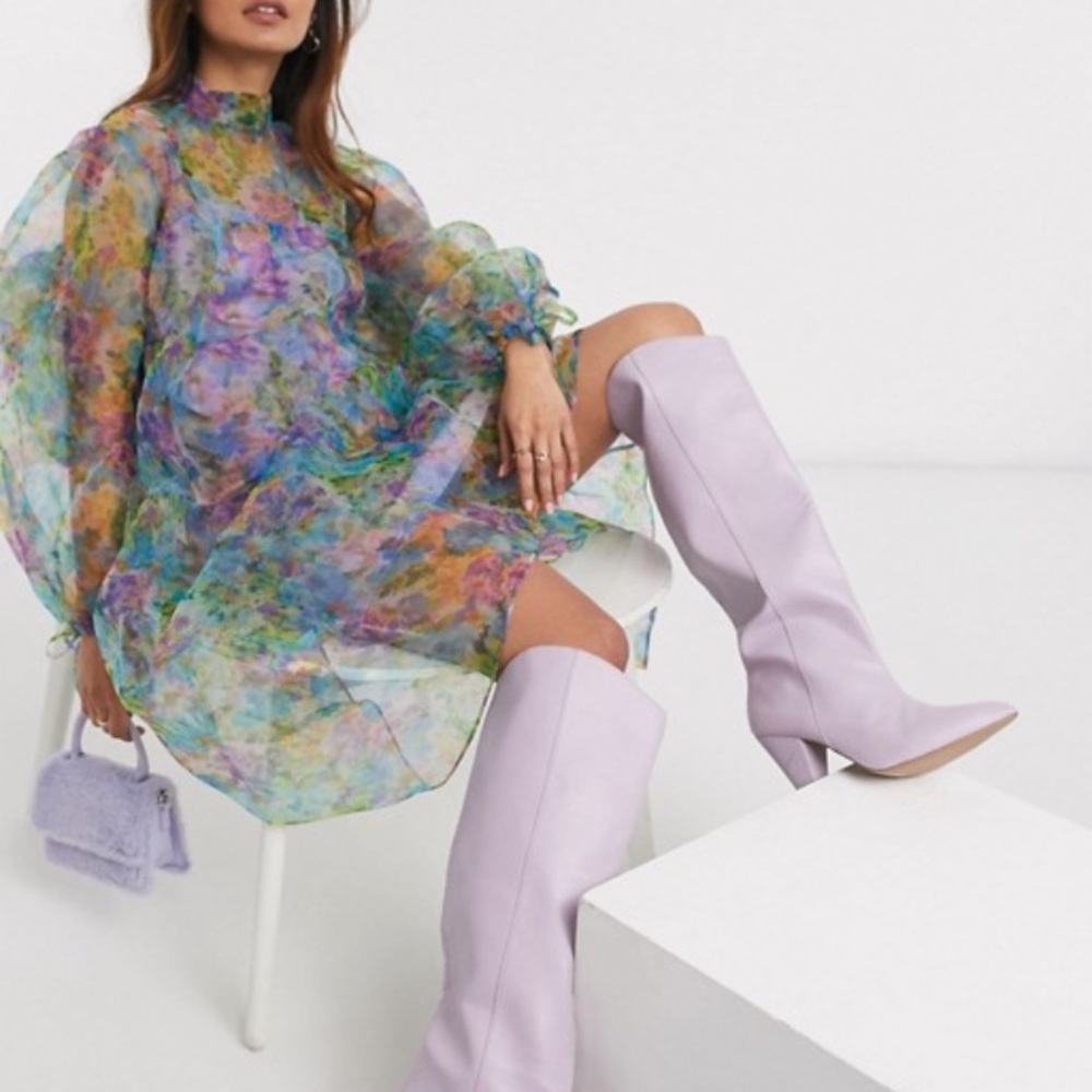 Reclaimed Vintage midi organza floral print